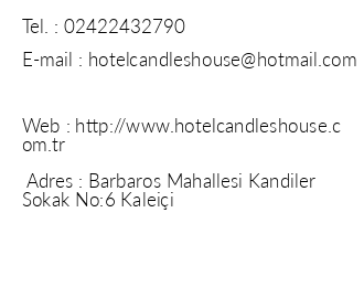 Candles House Apart Hotel iletiim bilgileri